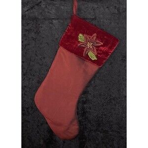 Poinsettia Christmas Stocking Beautiful Deep Rich Color Tones
